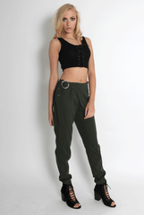 Jeannette Khaki Cigarette Trousers