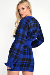 Blue Check Knit Mini Skirt - Crissy