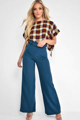 Wine Check Tie Side Crop Top - Brieann