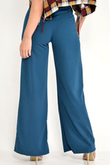 Teal Tailored Wide Leg Belted Trousers - Chenelle