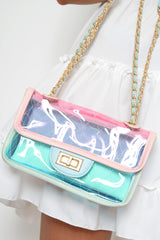 Blue Pink And Green Clear Handbag - Carlin