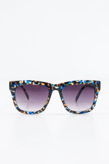 Blue Leopard Square Frame Oversized Sunglasses - Jazlen
