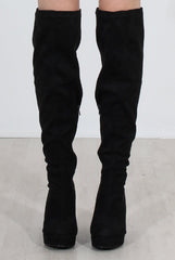 Shaia Black Suede Over The Knee Boots