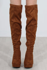 Shaia Tan Suede Over The Knee Boots