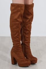 Shaia Tan Suede Over The Knee Boots