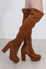 Shaia Tan Suede Over The Knee Boots