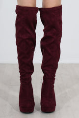 Shaia Oxblood Suede Over The Knee Boots