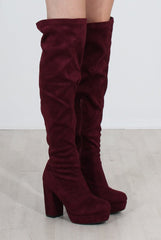 Shaia Oxblood Suede Over The Knee Boots