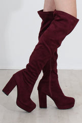 Shaia Oxblood Suede Over The Knee Boots