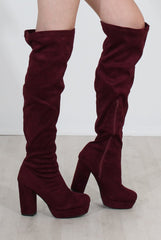 Shaia Oxblood Suede Over The Knee Boots