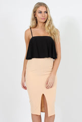 Peach High Waisted Midi Skirt - Bobbie