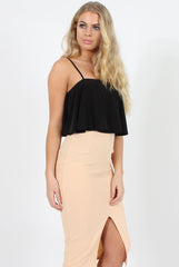 Peach High Waisted Midi Skirt - Bobbie