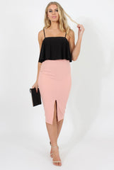 Pink High Waisted Midi Skirt - Bobbie
