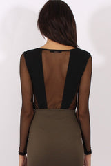 Black Semi Sheer Bodysuit - Svana