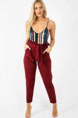 Orange Teal Crushed Velvet Bodysuit - Jozlyn