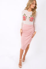 White Mesh Long Sleeved Embroidered Bodysuit - Bonnie