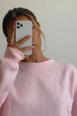 Pink 'Lazy Girls Club' Slogan Sweatshirt - Leila