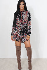 Bono Black Paisley Print Shirt Dress