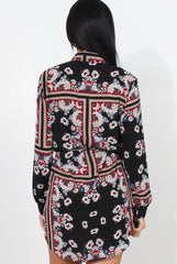 Bono Black Paisley Print Shirt Dress