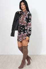 Bono Black Paisley Print Shirt Dress