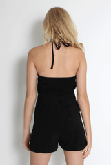 Hannah Black Suede Halterneck Playsuit