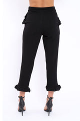 Black Trousers with Frill Detailing - Brayley