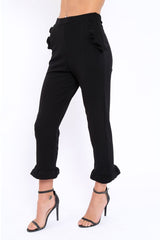 Black Trousers with Frill Detailing - Brayley