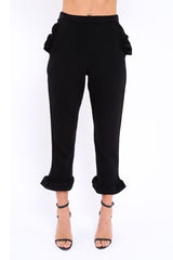 Black Trousers with Frill Detailing - Brayley