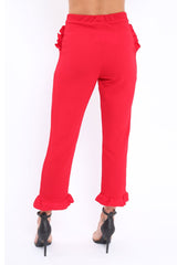 Red Trousers with Frill Detailing - Brayley