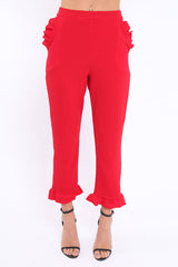 Red Trousers with Frill Detailing - Brayley