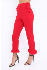 Red Trousers with Frill Detailing - Brayley