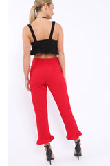 Red Trousers with Frill Detailing - Brayley