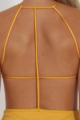 Yellow Halterneck Strappy Mini Dress - Brenda