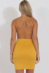 Yellow Halterneck Strappy Mini Dress - Brenda