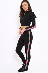 Black Frill Hem Sports Trim Tracksuit - Breanna