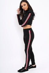 Black Frill Hem Sports Trim Tracksuit - Breanna