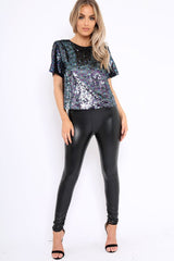 Mermaid Sequin Slouchy Crop Top - Breu