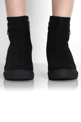 Tiffany Black Suede Diamante Wedged Boots