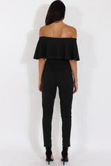 Black Bardot Fitted Jumpsuit - Bridget