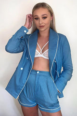 Blue White Trim Blazer - Bridgit