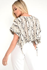 Snake Print Tie Side Crop Top - Brieann