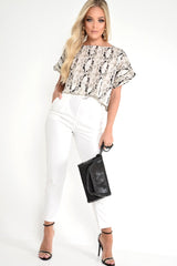 Snake Print Tie Side Crop Top - Brieann