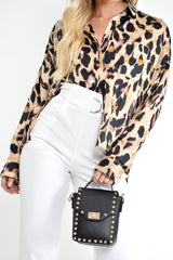Leopard Print Buttoned Up Blouse - Acsa