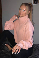 Pink Rib Knit Roll Neck Jumper - Brinna