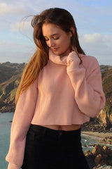 Pink Rib Knit Roll Neck Jumper - Brinna