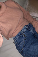 Pink Rib Knit Roll Neck Jumper - Brinna