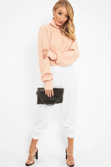 Pink Rib Knit Roll Neck Jumper - Brinna