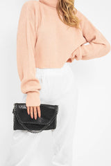 Pink Rib Knit Roll Neck Jumper - Brinna