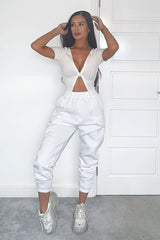 White Front Piping Joggers - Jordyn