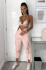 Pink Elasticated Tie Waist Joggers - Kamella